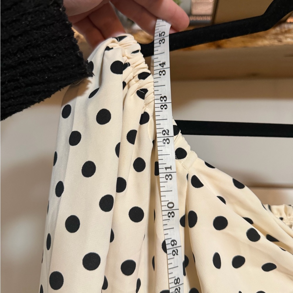 NWT Line & Dot Cream Polka Dot Long Sleeve Cut Out Tie-Front Dress - Picture 7 of 10